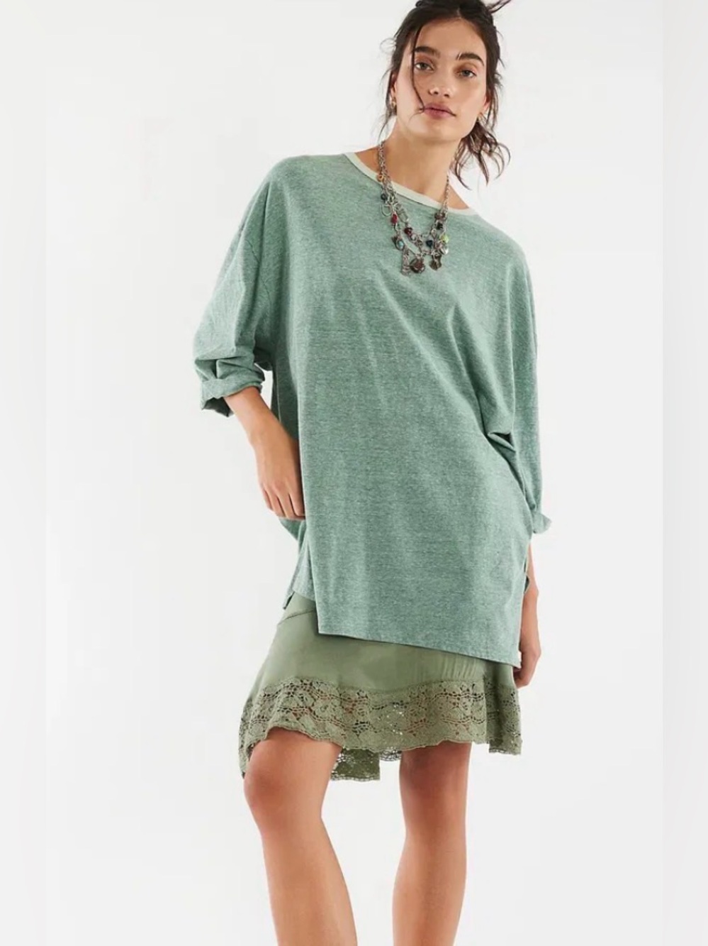 Free People Care Slow Down tee. NWT. Rainforest